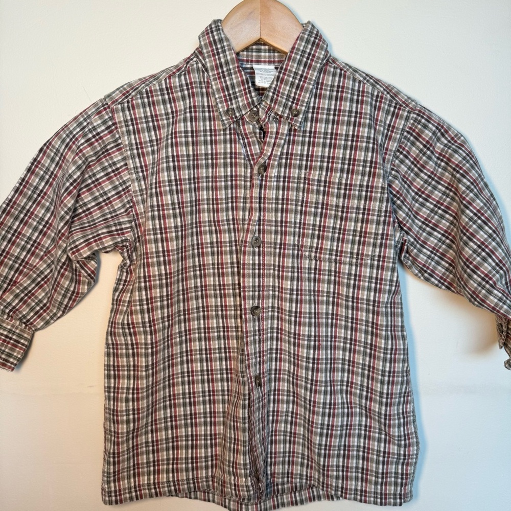 Boys’ Healthtex Cotton Plaid Button Down Shirt Size 4T